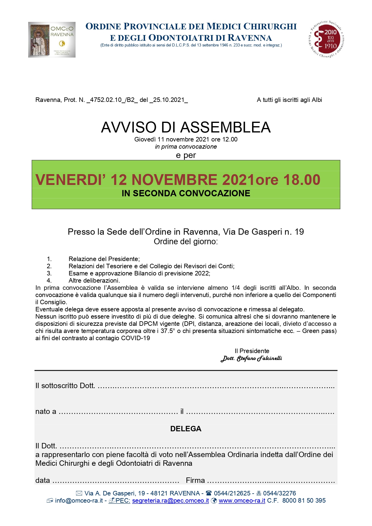 assemblea ordinaria annuale 2021 Bilancio di previsione 2022 avviso page 0001